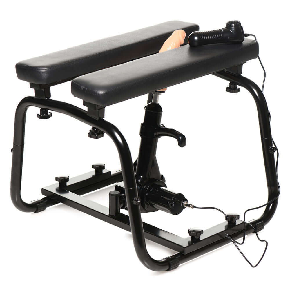 LoveBotz Bangin Bench Deluxe with Sex Machine - Black Sex Bench with Mains Powered Machine